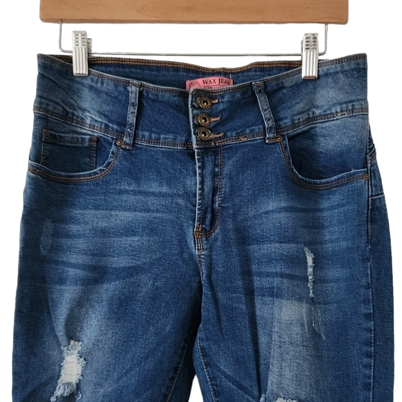 Wax Jean Butt, I Love You Size 13 Distressed Navy Blue Jeans - Picture 2 of 6